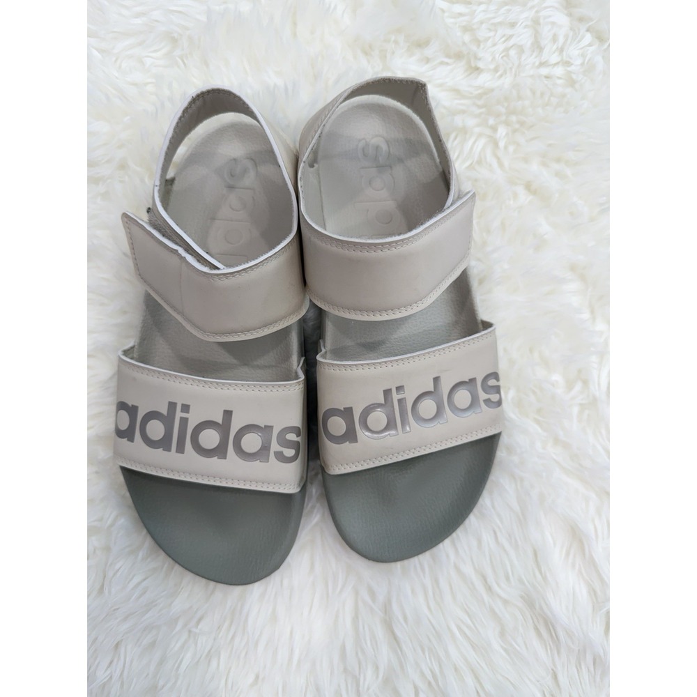 Adidas Adilette Slides Aluminum Platinum Metallic Feather Gray Sandals Size 9